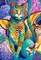 1500 Piece Jigsaw Puzzle, Feline Fiesta, Art. Puzzle, Colorful cat painting, Hydrangeas flowers, Adult Puzzle, Castorland C-151448-2